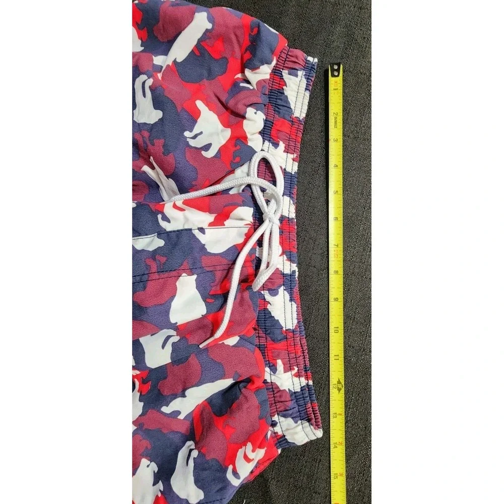 Bear Bottom Swim Trunks Mens Large Red Blue White Bear Print‎ Mesh Lined Stretch